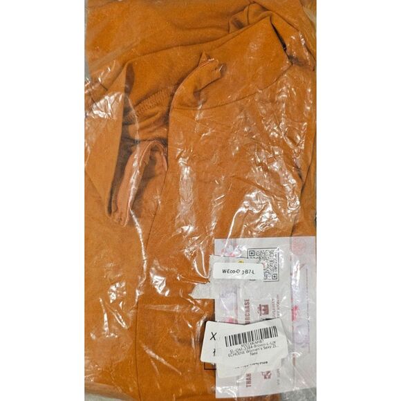 ECHOINE Sexy Orange Zip Up One Piece Deep V-Neck Bodycon Clubwear Jumpsuit Sz L - Picture 7 of 8